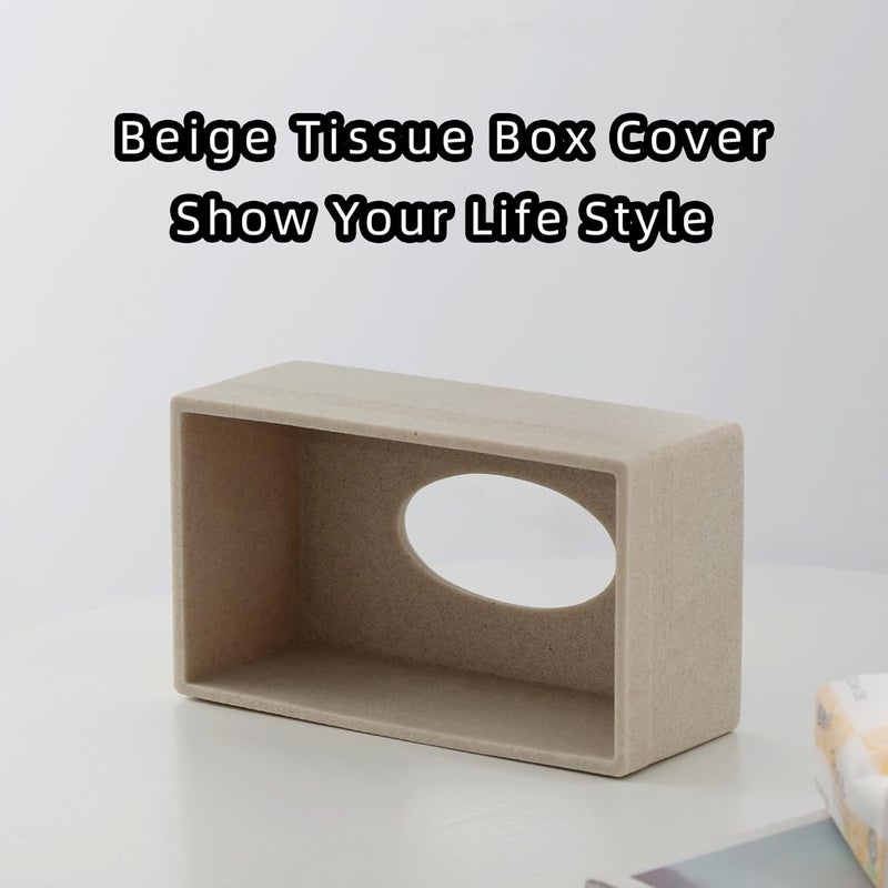 Haocoott Tissue Box Cover Rectangle, Resin Facial Tissues Holder Covers Rectangular Toilet Paper Holder Case Dispenser Home Decorative for Bathroom Kitchen Bedroom Living Room Office (Beige) - Image 5